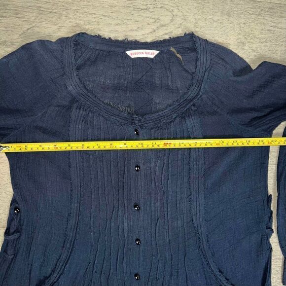 Rebecca Taylor, V-Neck Long Sleeve Button Down Tunic in Dark Navy Women’s Small - Picture 5 of 10